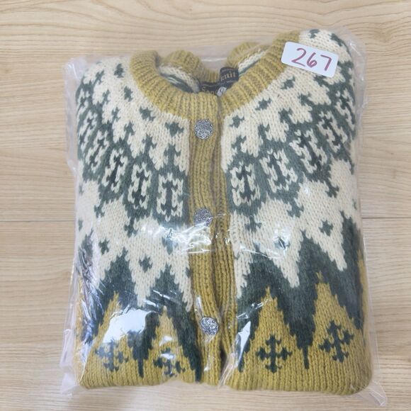 Saga Knit Fair Isle Cardigan Women’s Medium Nordic Wool Lodge Cabin Hand Knit - Picture 13 of 13